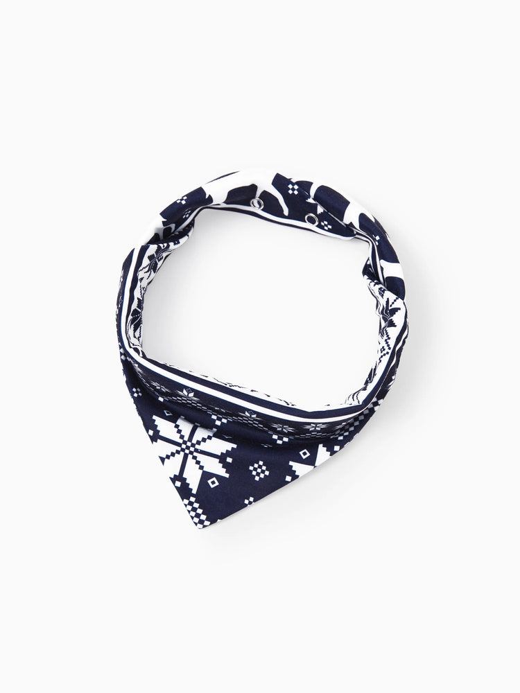 Christmas Matching Family Pajamas Set 3D Reindeer Hooded Allover Snowflake and Reindeer Print Dark Blue Onesie PJS with Christmas Socks blueblack