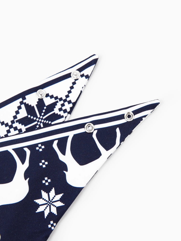 Christmas Matching Family Pajamas Set 3D Reindeer Hooded Allover Snowflake and Reindeer Print Dark Blue Onesie PJS with Christmas Socks blueblack