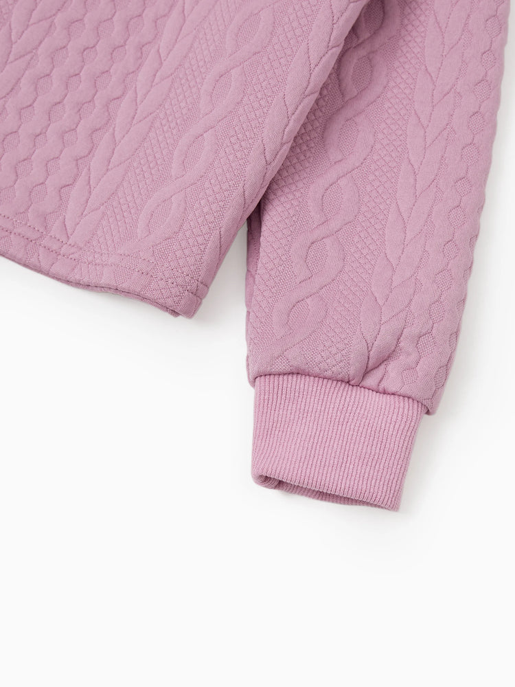 Tenues familiales assorties Ensemble sweat-shirt à capuche et jupe texturés en tricot rose pour maman et moi Rose