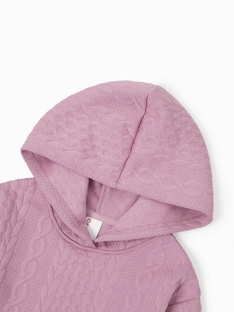 Tenues familiales assorties Ensemble sweat-shirt à capuche et jupe texturés en tricot rose pour maman et moi Rose