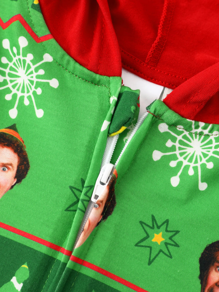 Combinaison à capuche assortie à motif Fair Isle pour la famille ELF Noël, verte