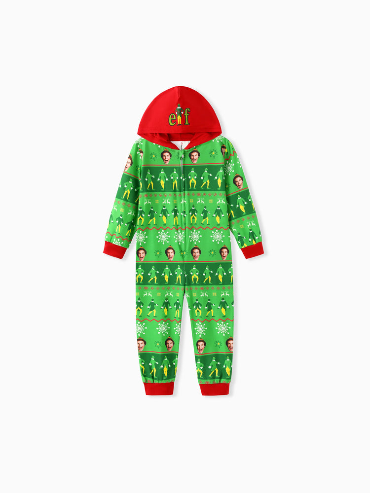 Combinaison à capuche assortie à motif Fair Isle pour la famille ELF Noël, verte