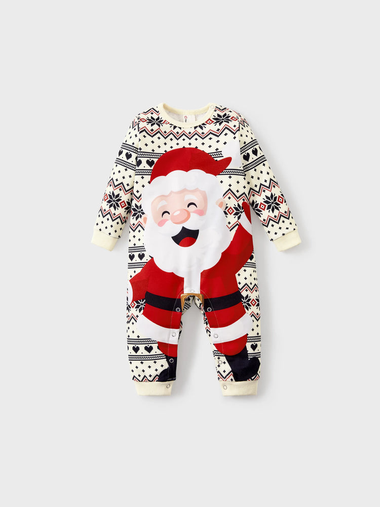 Sweat-shirt à manches longues imprimé Père Noël pour toute la famille, style décontracté, abricot