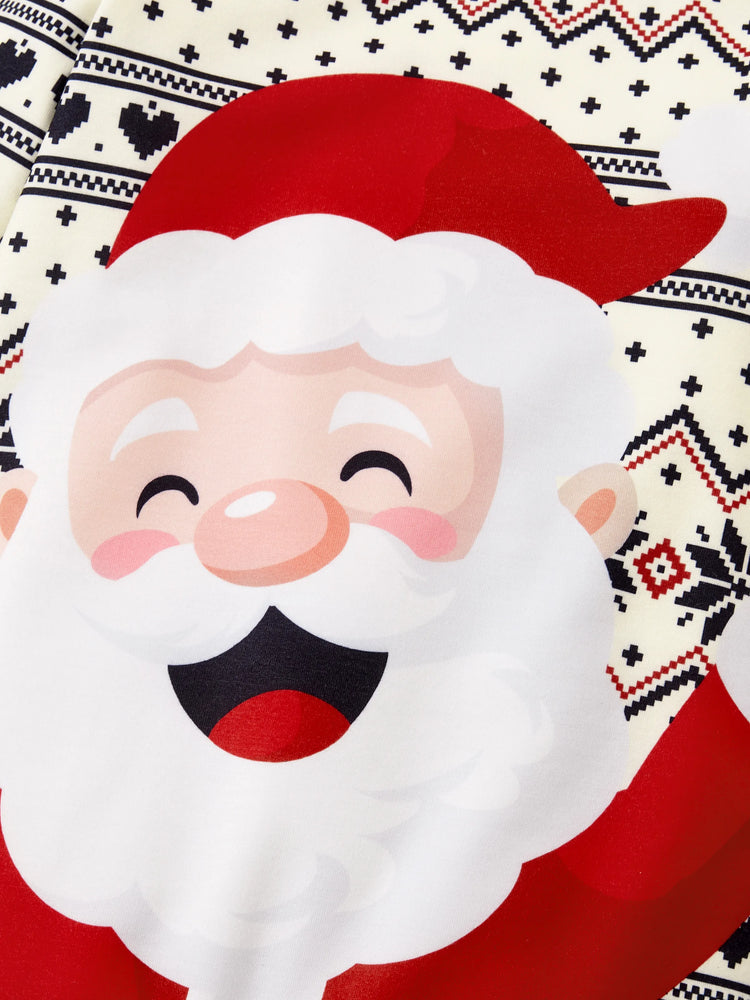 Sweat-shirt à manches longues imprimé Père Noël pour toute la famille, style décontracté, abricot