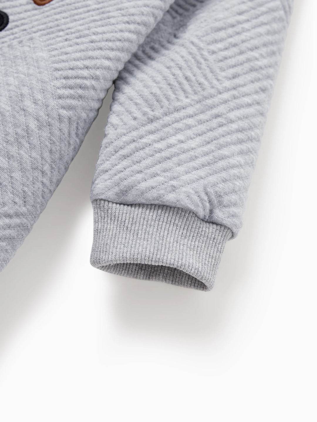 Sudadera familiar de manga larga a juego con diseño bordado de reno, color gris