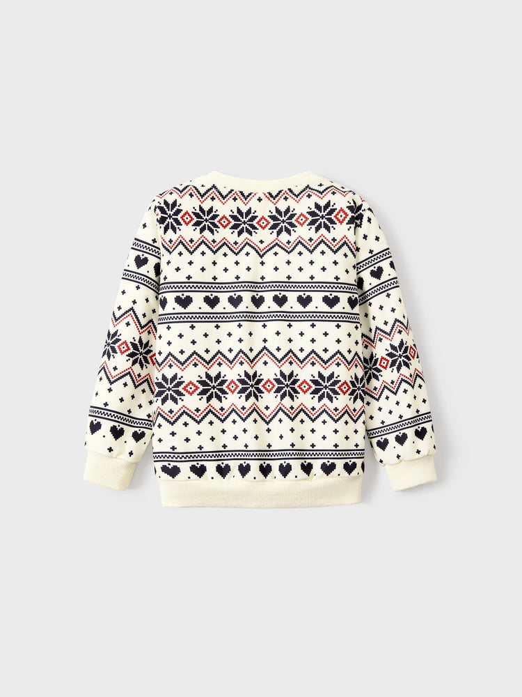 Sweat-shirt à manches longues imprimé Père Noël pour toute la famille, style décontracté, abricot