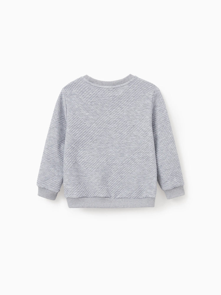 Weihnachten Passendes Familien-Langarm-Top Niedliches Rentier-Sweatshirt mit besticktem Design grau