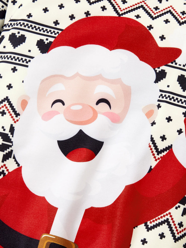 Sweat-shirt à manches longues imprimé Père Noël pour toute la famille, style décontracté, abricot