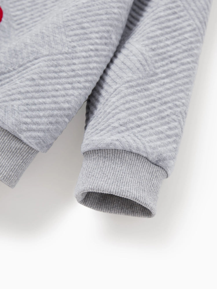 Weihnachten Passendes Familien-Langarm-Top Niedliches Rentier-Sweatshirt mit besticktem Design grau