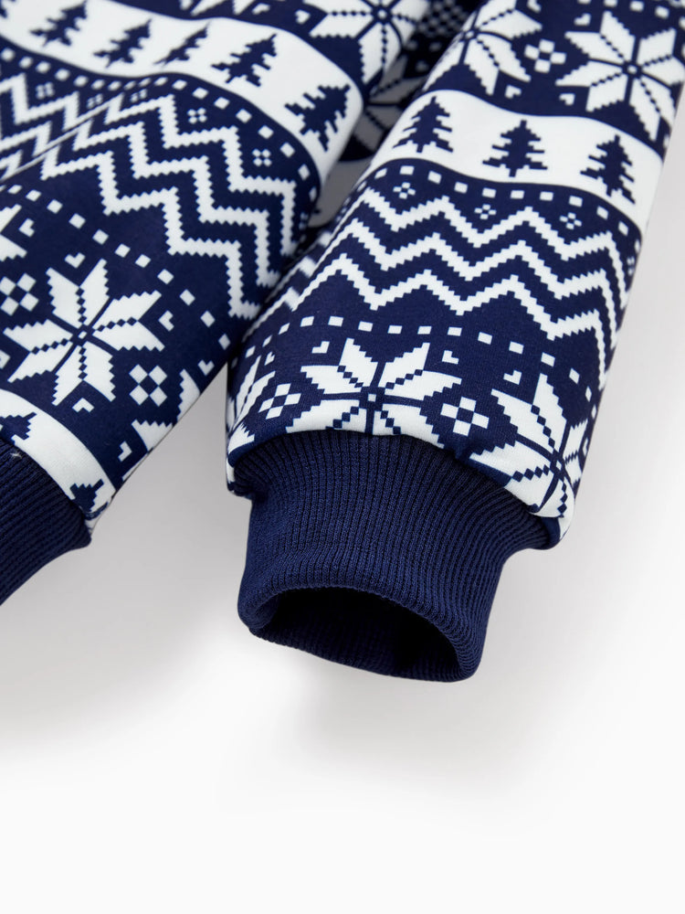 Christmas Family Matching Long Sleeve Tops Reindeer and Snowflake Print Causal Sweatshirt Multi-color