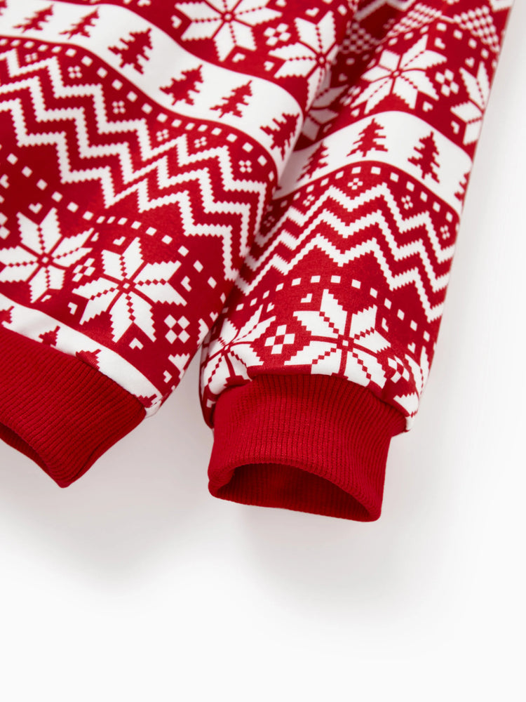 Christmas Family Matching Long Sleeve Tops Reindeer and Snowflake Print Causal Sweatshirt Multi-color