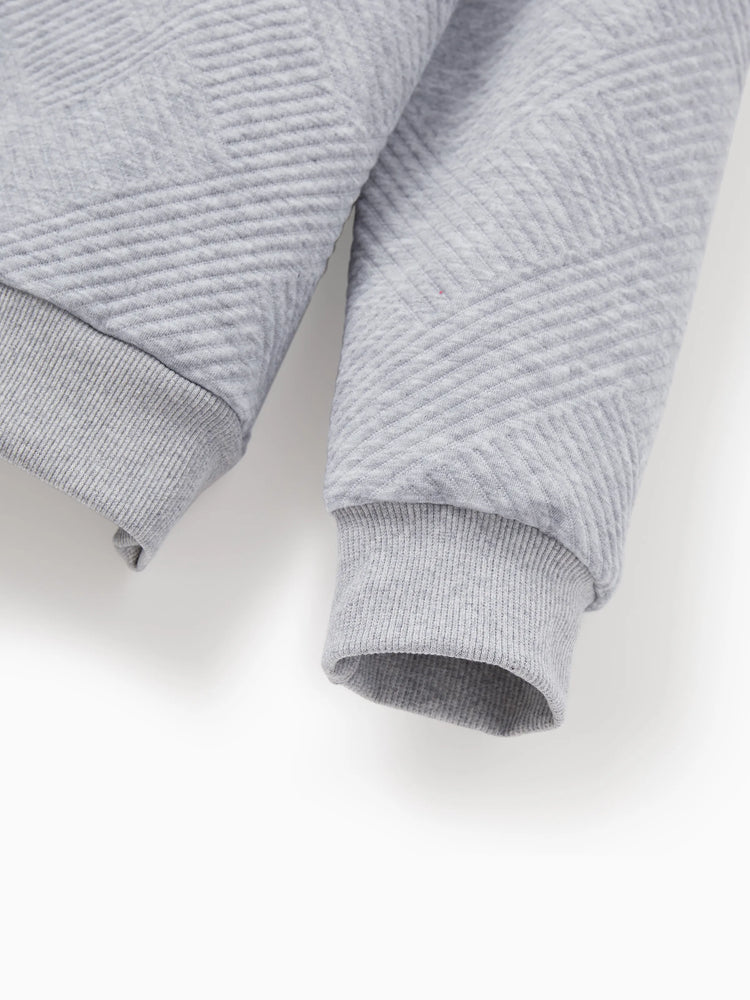 Weihnachten Passendes Familien-Langarm-Top Niedliches Rentier-Sweatshirt mit besticktem Design grau