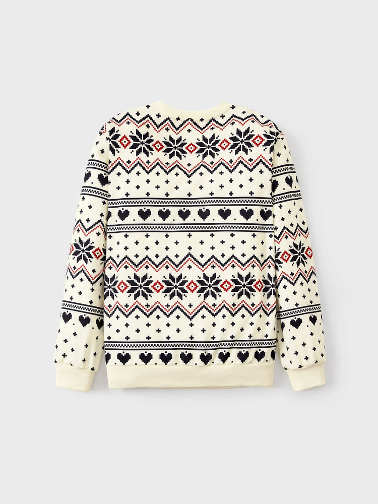 Sweat-shirt à manches longues imprimé Père Noël pour toute la famille, style décontracté, abricot