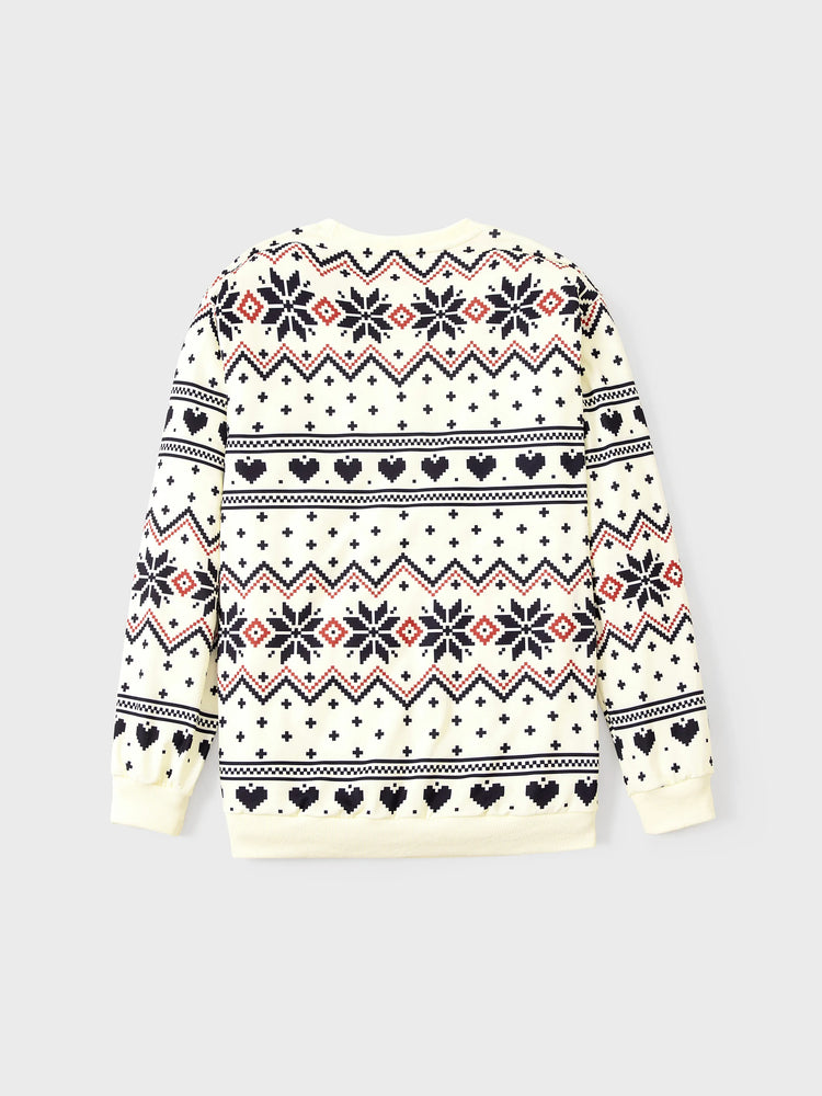 Sweat-shirt à manches longues imprimé Père Noël pour toute la famille, style décontracté, abricot