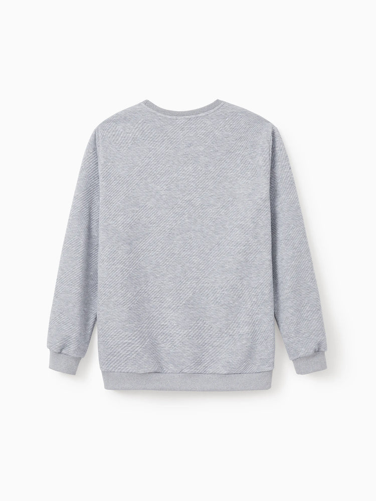 Weihnachten Passendes Familien-Langarm-Top Niedliches Rentier-Sweatshirt mit besticktem Design grau