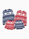 Christmas Family Matching Long Sleeve Tops Reindeer and Snowflake Print Causal Sweatshirt Multi-color