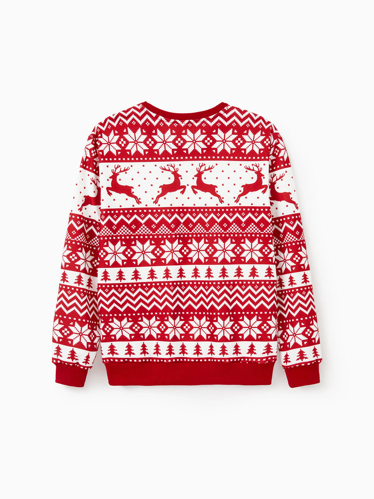 Christmas Family Matching Long Sleeve Tops Reindeer and Snowflake Print Causal Sweatshirt Multi-color