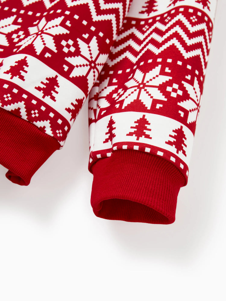 Christmas Family Matching Long Sleeve Tops Reindeer and Snowflake Print Causal Sweatshirt Multi-color