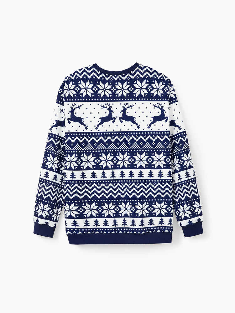 Christmas Family Matching Long Sleeve Tops Reindeer and Snowflake Print Causal Sweatshirt Multi-color