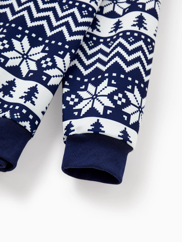 Christmas Family Matching Long Sleeve Tops Reindeer and Snowflake Print Causal Sweatshirt Multi-color