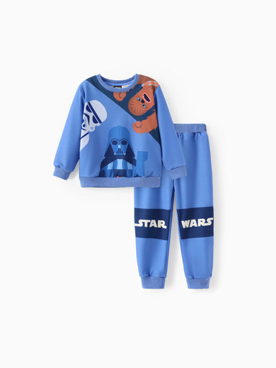 Ensemble 2 pièces Star Wars pour tout-petit/enfant garçon, haut à poignets côtelés et pantalon Dark Vador, bleu