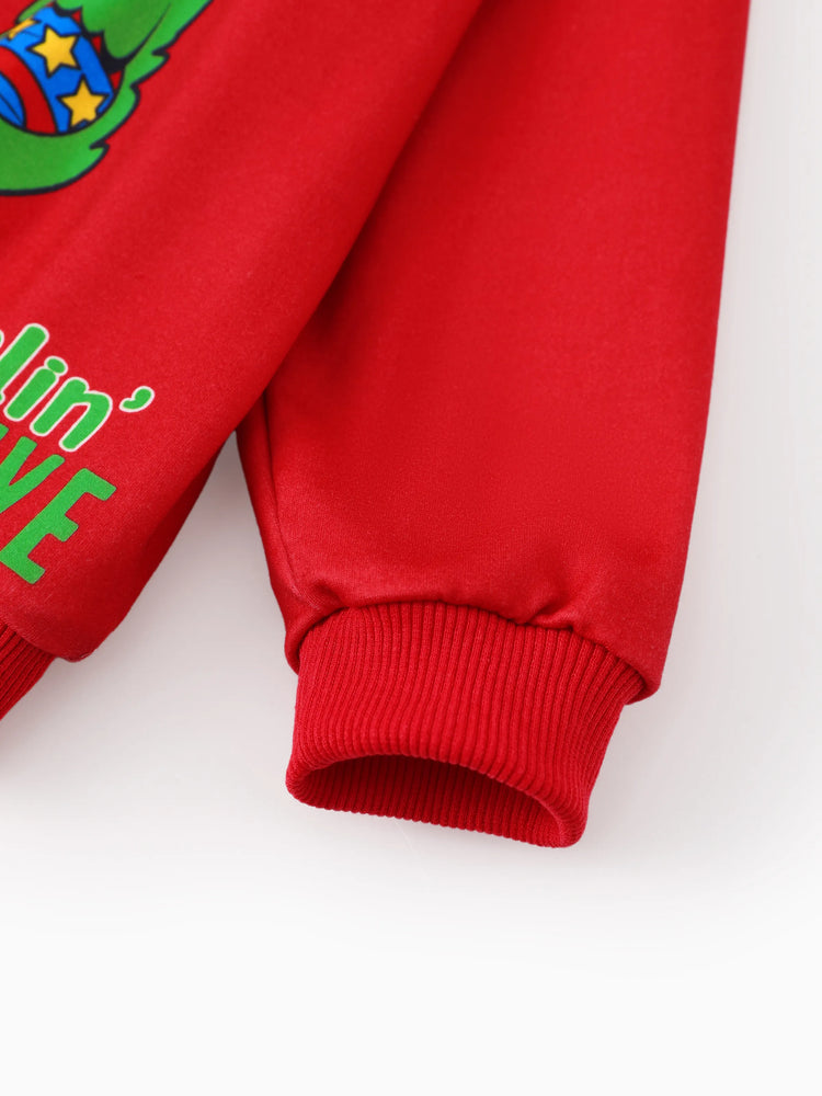 Looney Tunes Toddler Boy/Girl 2pcs Bugs Bunny Graphic and Christmas Wreath Print Longsleeves Top and Leggings Set Red