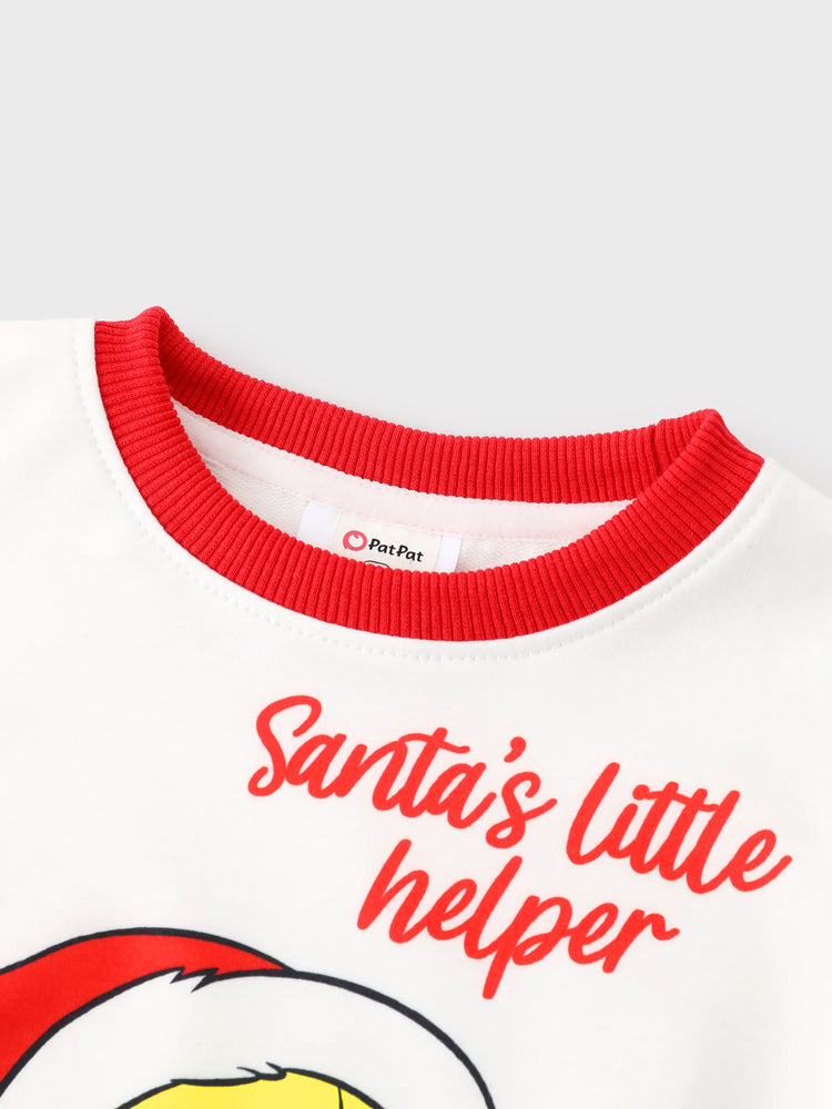 Looney Tunes Toddler Boy/Girl 2pcs Bugs Bunny Graphic and Christmas Wreath Print Longsleeves Top and Leggings Set White