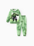 Marvel Toddler/Kids Boy 2pcs Green Hulk Ribbed Cuffs Hooded Sweatshirt and Sweatpants Set Green