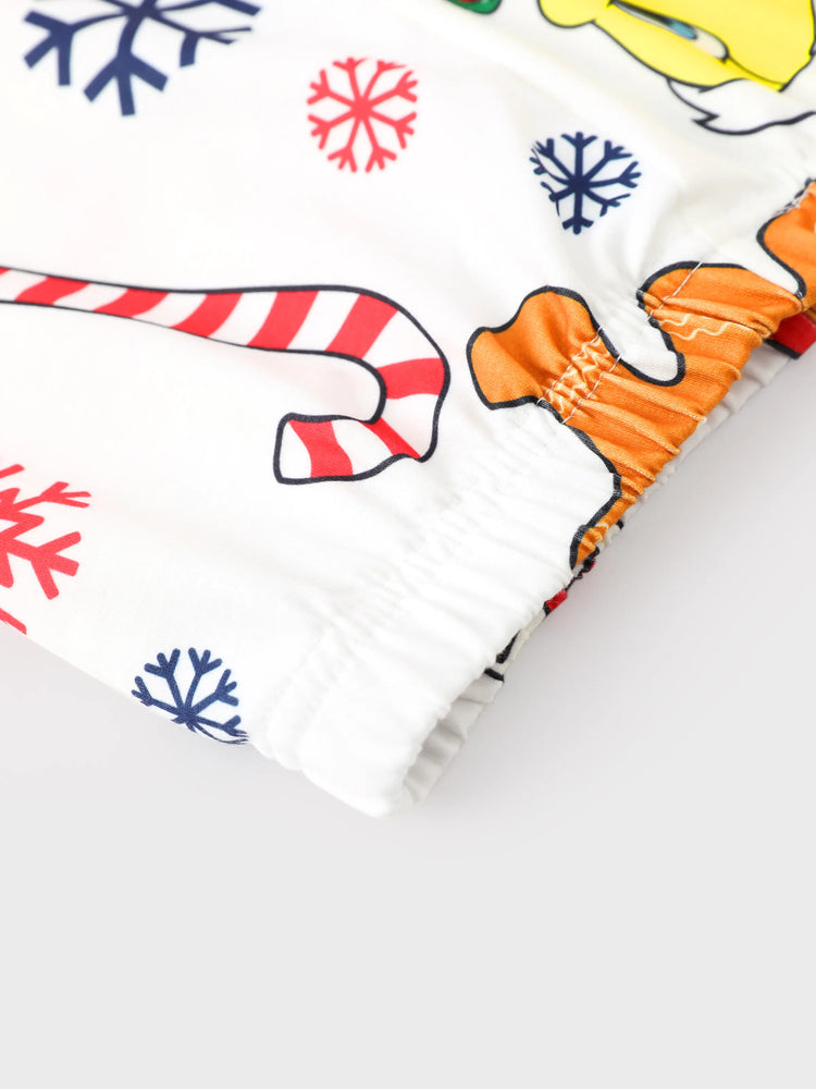 Looney Tunes Toddler Boy/Girl 2pcs Bugs Bunny Graphic and Christmas Wreath Print Longsleeves Top and Leggings Set White