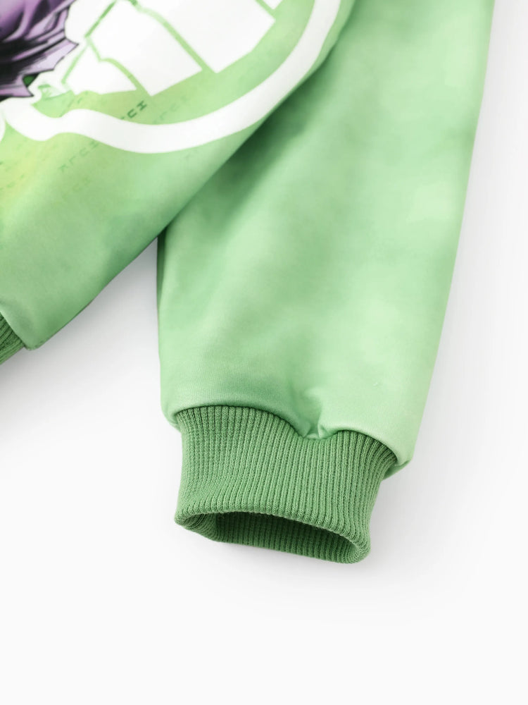 Marvel Toddler/Kids Boy 2pcs Green Hulk Ribbed Cuffs Hooded Sweatshirt and Sweatpants Set Green