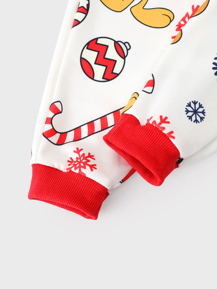 Looney Tunes Toddler Boy/Girl 2pcs Bugs Bunny Graphic and Christmas Wreath Print Longsleeves Top and Leggings Set White