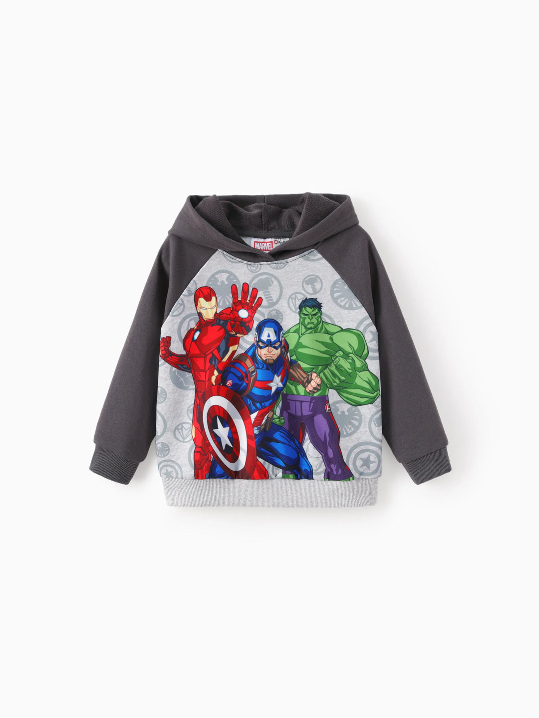 Marvel Toddler/Kids Boy 2pcs Iron Man/ Captain America/ Green Hulk Ribbed Cuffs Hooded Sweatshirt and Sweatpants Set Grey