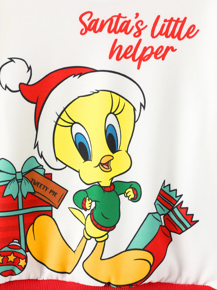 Looney Tunes Toddler Boy/Girl 2pcs Bugs Bunny Graphic and Christmas Wreath Print Longsleeves Top and Leggings Set White