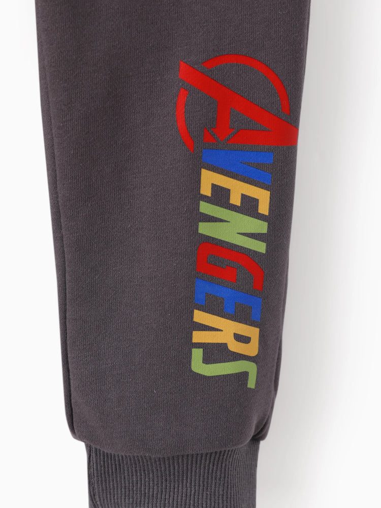 Marvel Toddler/Kids Boy 2pcs Iron Man/ Captain America/ Green Hulk Ribbed Cuffs Hooded Sweatshirt and Sweatpants Set Grey