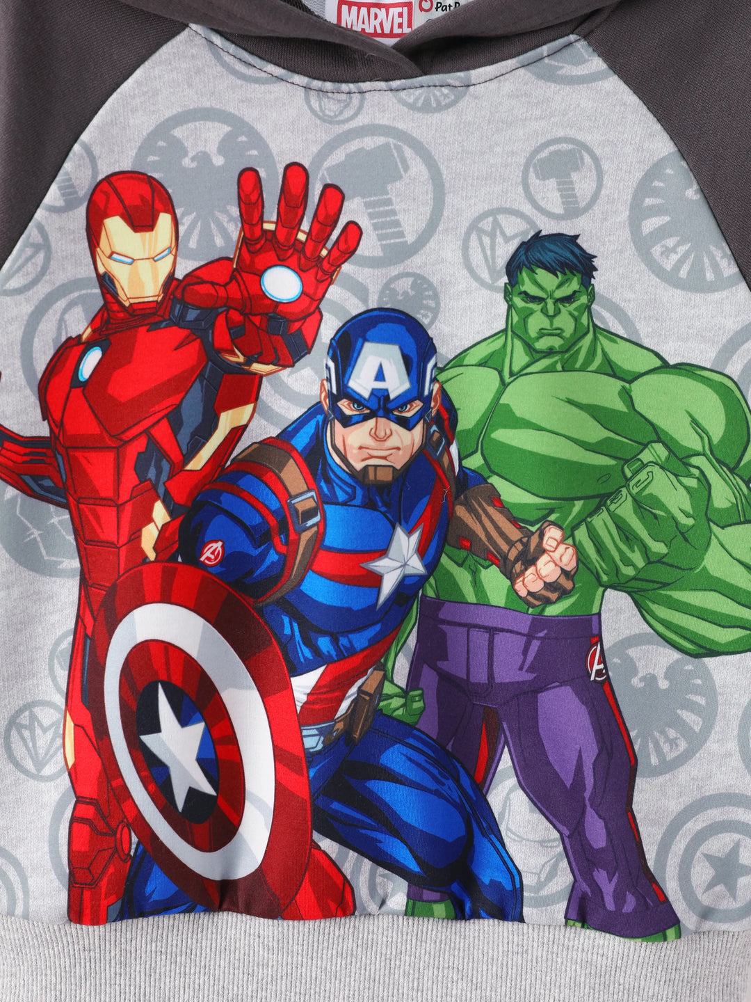 Marvel Toddler/Kids Boy 2pcs Iron Man/ Captain America/ Green Hulk Ribbed Cuffs Hooded Sweatshirt and Sweatpants Set Grey