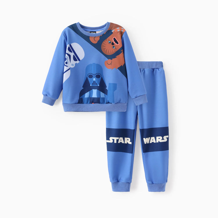 Star Wars Toddler/Kids Boy 2pcs Darth Vader Ribbed Cuffs Top and Pants Sets Blue