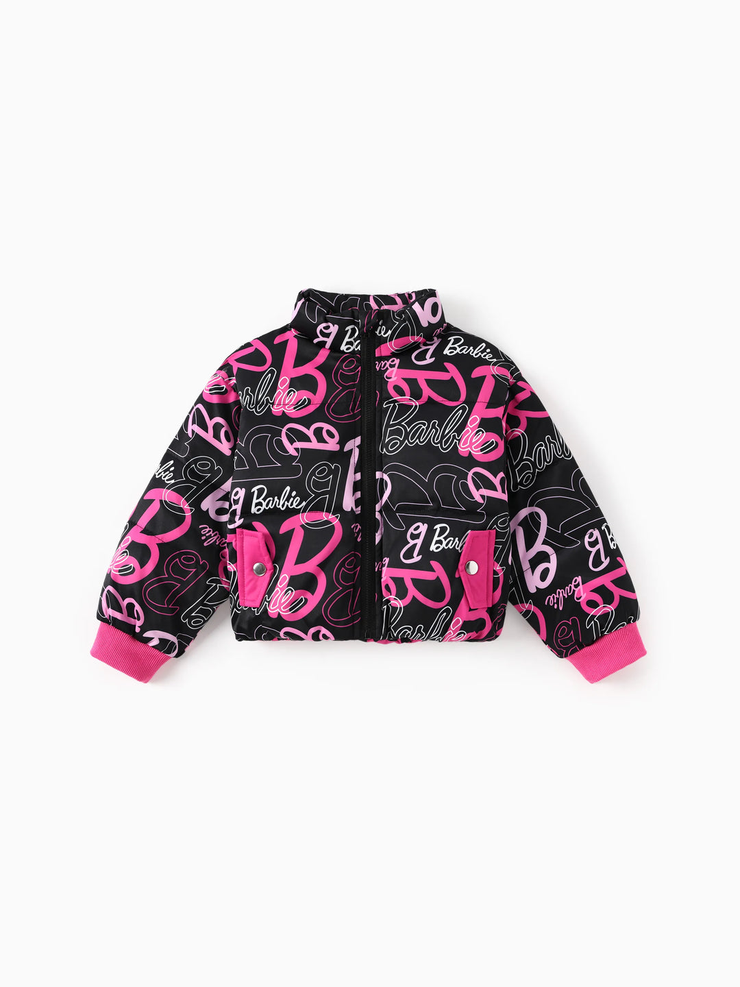 Barbie Kleinkind/Kind 1 Stück Logo Muster Langarm Crop Puffer Jacke Mehrfarbig