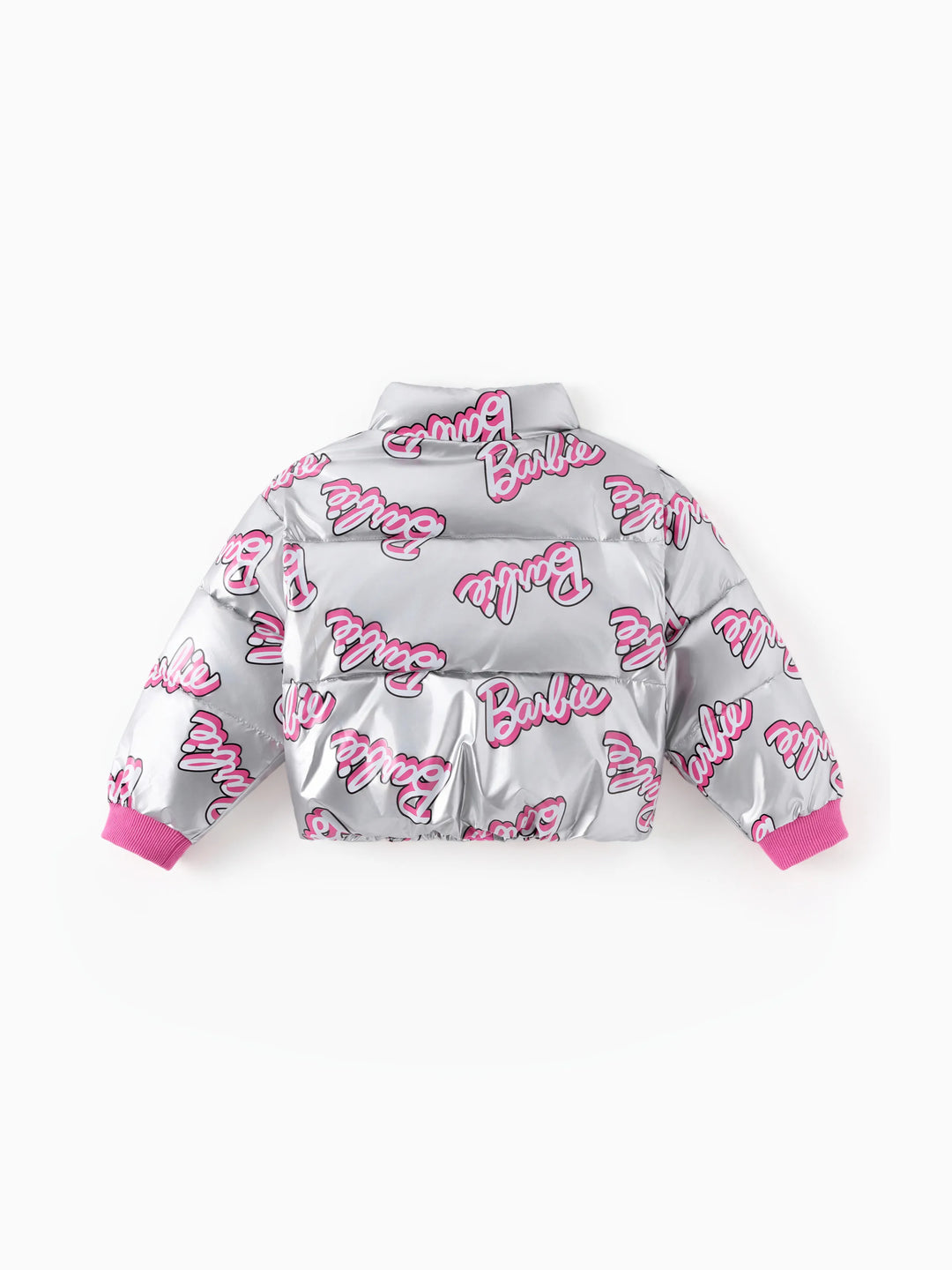 Barbie Kleinkind/Kind 1 Stück Logo Muster Langarm Crop Puffer Jacke weiß