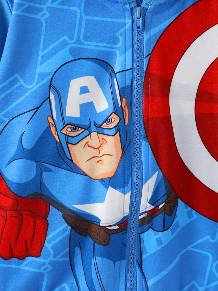 Veste à capuche Captain America bleue Marvel pour tout-petit/enfant garçon