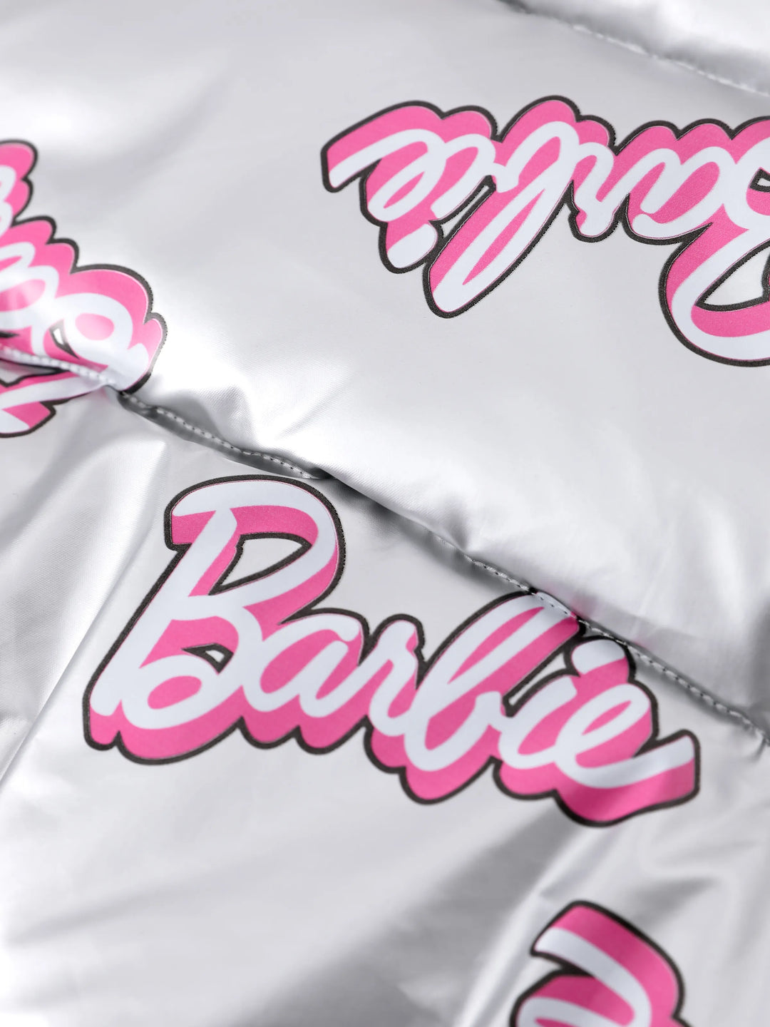 Barbie Kleinkind/Kind 1 Stück Logo Muster Langarm Crop Puffer Jacke weiß