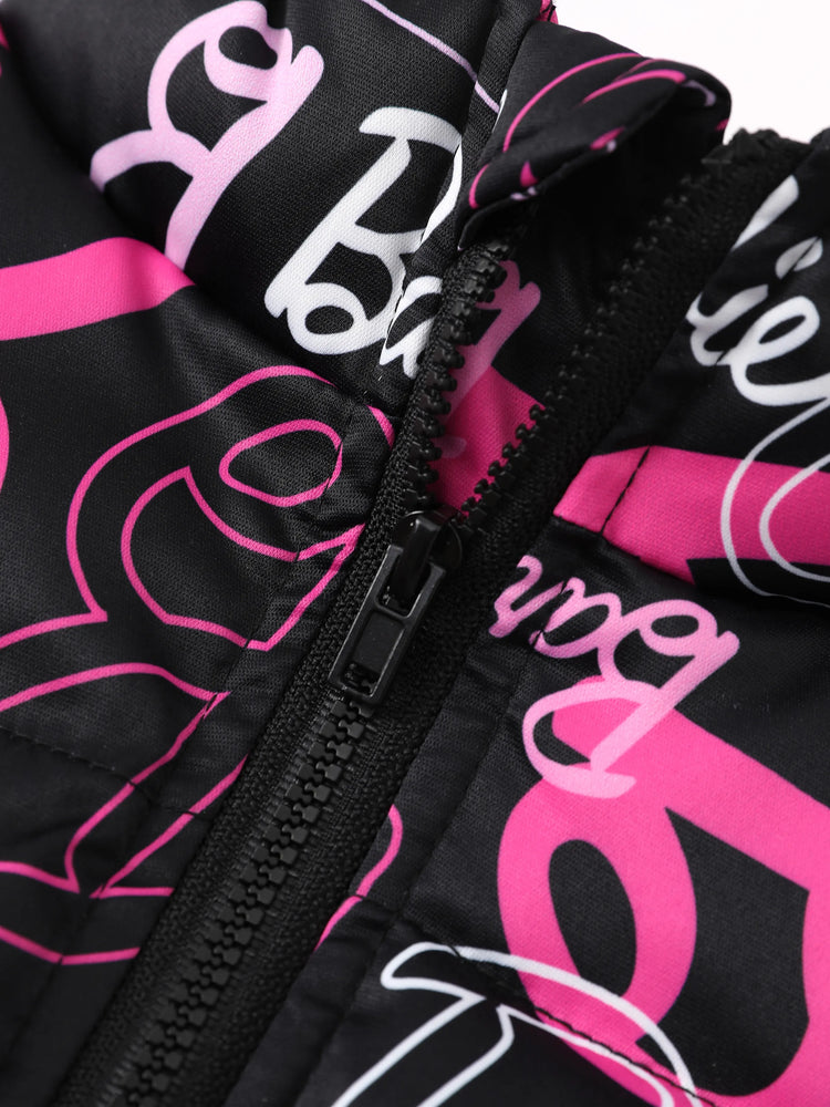 Doudoune courte à manches longues avec logo Barbie pour tout-petit/enfant, 1 pièce, multicolore