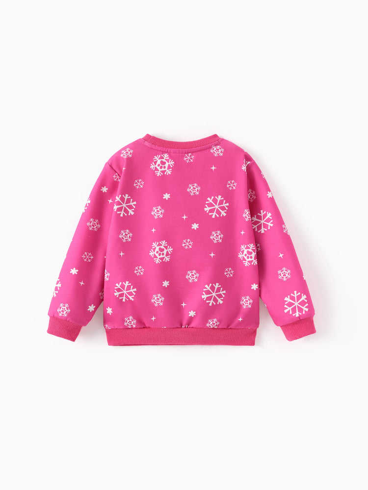 PAW Patrol Toddler Girl Skye/ Rubble Christmas Snowflake Sweatshirt Hot Pink