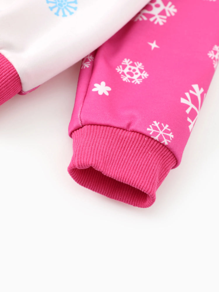 PAW Patrol Toddler Girl Skye/ Rubble Christmas Snowflake Sweatshirt Hot Pink