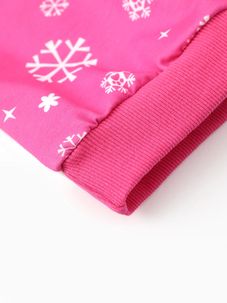 PAW Patrol Toddler Girl Skye/ Rubble Christmas Snowflake Sweatshirt Hot Pink