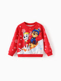 PAW Patrol Toddler Boy Chase/ Marshall Christmas Snowflake Sweatshirt Red