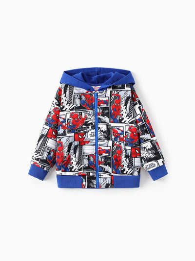 Marvel Toddler/Kids Boy Spider-Man Zipper Kangaroo Pocket hooded Jacket Blue