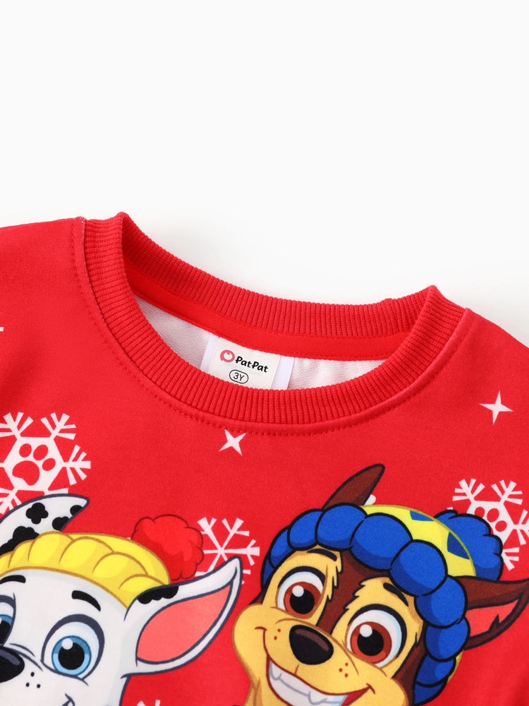 PAW Patrol Toddler Boy Chase/ Marshall Christmas Snowflake Sweatshirt Red
