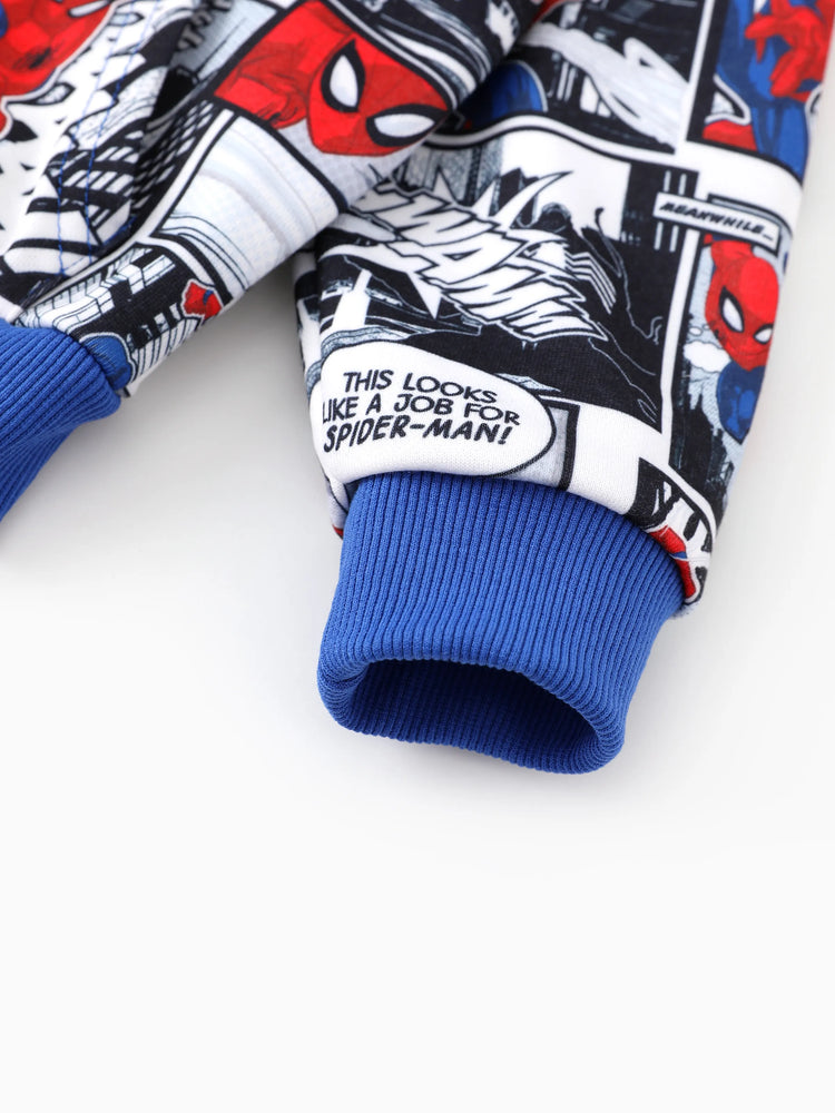 Marvel Toddler/Kids Boy Spider-Man Zipper Kangaroo Pocket hooded Jacket Blue