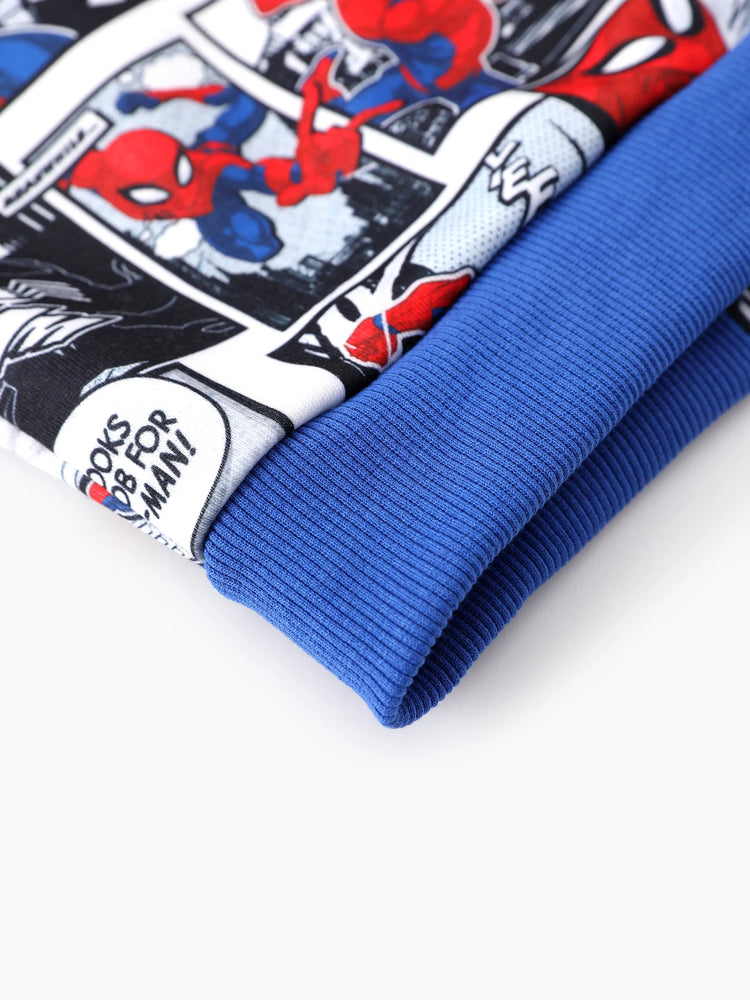 Marvel Toddler/Kids Boy Spider-Man Zipper Kangaroo Pocket hooded Jacket Blue
