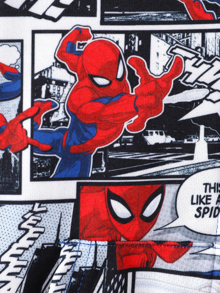 Marvel Toddler/Kids Boy Spider-Man Zipper Kangaroo Pocket hooded Jacket Blue